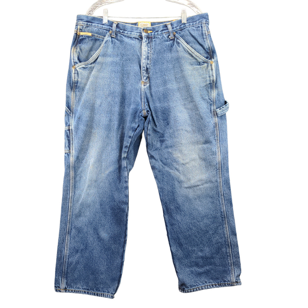 CE Schmidt Workwear Fleece Lined Carpenter Jeans Mens Size 40x30 Blue Denim